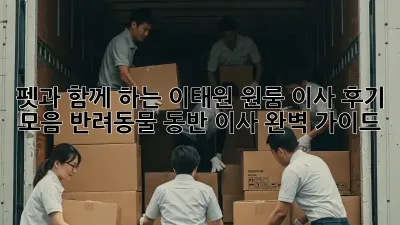 펫과 함께 하는 이태원 원룸 이사 후기 모음: 반려동물 동반 이사 완벽 가이드